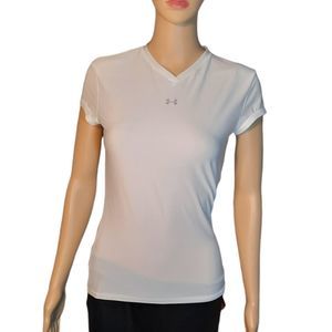 Under Armour Shirt Womens White New Vneck Size Medium